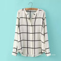 OEM Plus Size Long Sleeve Fat Women Stripe Blouse